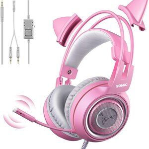 SOMIC G951s Pink Stereo Gaming Headset with Mic for PS4, Xbox, PC, Mobile